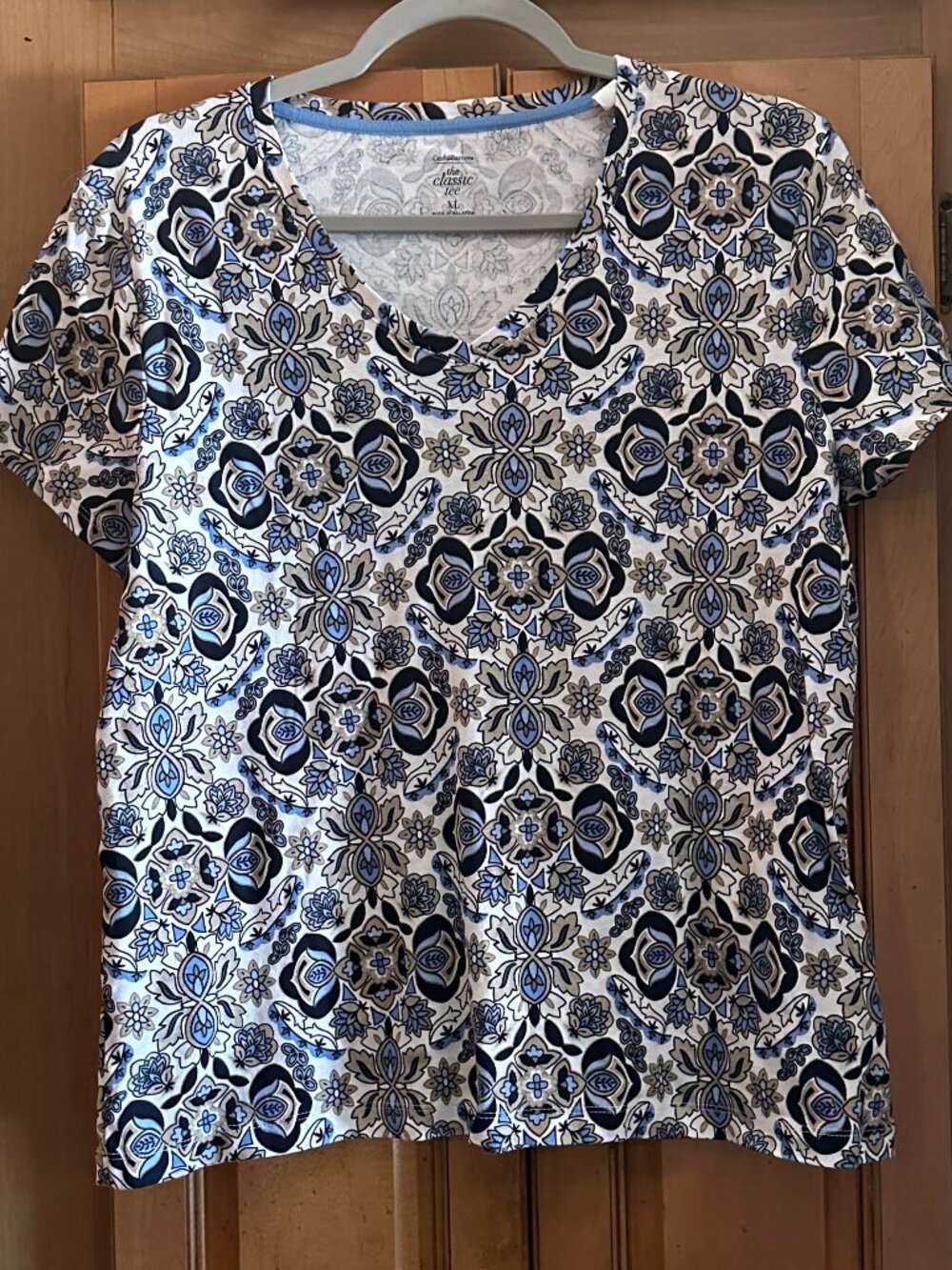 Croft & Barrow Floral Blue Classic Tee XL